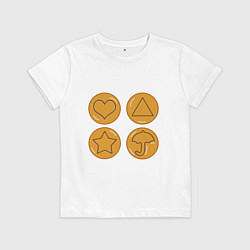 Футболка хлопковая детская Конфетки Squid Game, цвет: белый