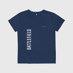 Футболка хлопковая детская BATTLEFIELD 2042 БЕЛЫЙ ЛОГОТИП, цвет: тёмно-синий