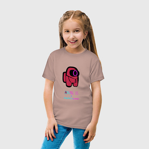 Детская футболка ИГРА В КАЛЬМАРА among us / Пыльно-розовый – фото 4
