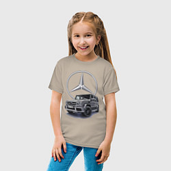 Футболка хлопковая детская Mercedes Gelendwagen G63 AMG G-class G400d, цвет: миндальный — фото 2