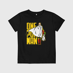 Футболка хлопковая детская Сайтама возвращается из супермаркета One Punch-Man, цвет: черный