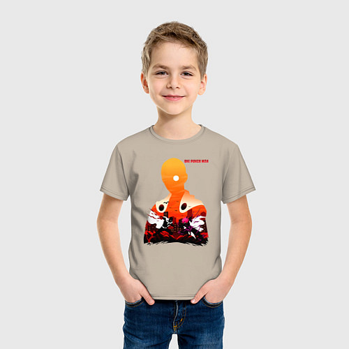 Детская футболка Бой Сайтама и Бороса One Punch-Man / Миндальный – фото 3