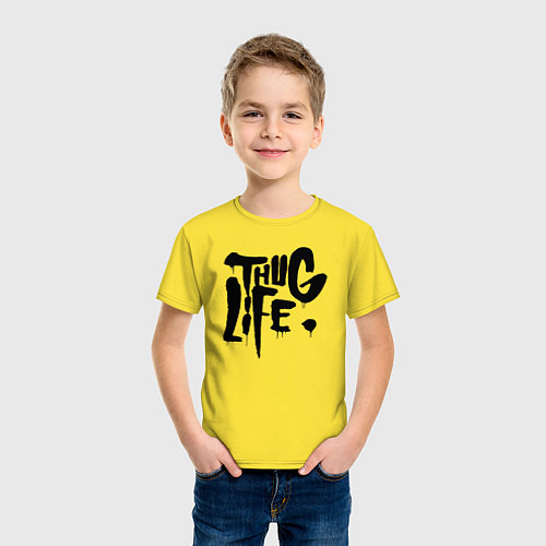 Детская футболка Thug life Жизнь Головореза / Желтый – фото 3