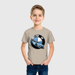 Футболка хлопковая детская BMW самая престижная марка автомобиля, цвет: миндальный — фото 2