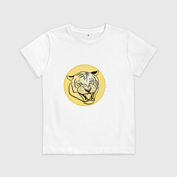 Футболка хлопковая детская Тигр на новогоднем шарике, цвет: белый