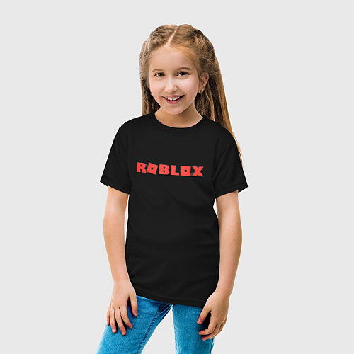 Детская футболка Roblox logo red роблокс логотип красный / Черный – фото 4