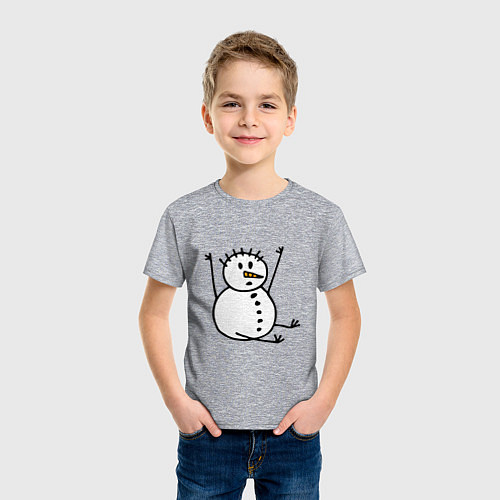 Детская футболка Снеговик в дудл-стиле / Меланж – фото 3