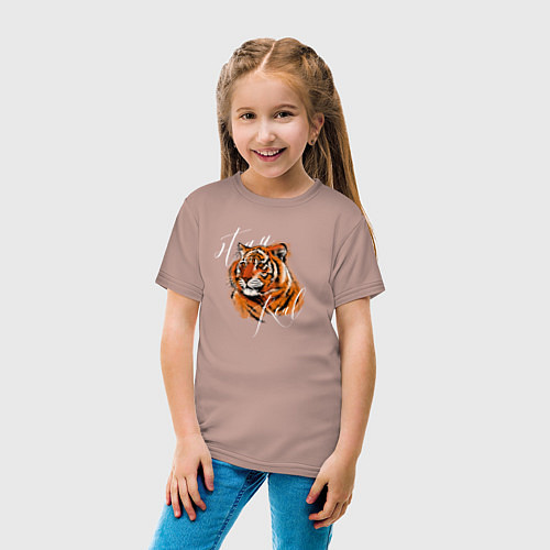 Детская футболка Tiger Stay real / Пыльно-розовый – фото 4