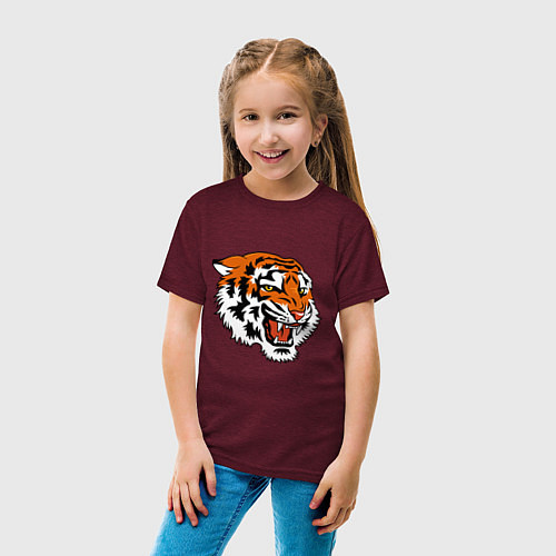 Детская футболка Smiling Tiger / Меланж-бордовый – фото 4