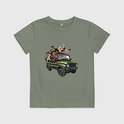 Детская футболка Персонажи жожо едут на уазике джо джо