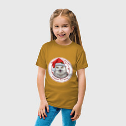 Футболка хлопковая детская Merry Christmas Yippee Ki Yay, цвет: горчичный — фото 2