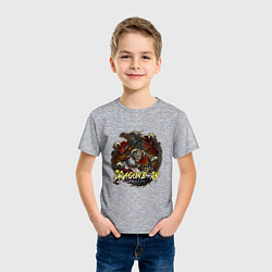 Футболка хлопковая детская TES SKYRIM DOVAHKIN FUS RO DAH, цвет: меланж — фото 2