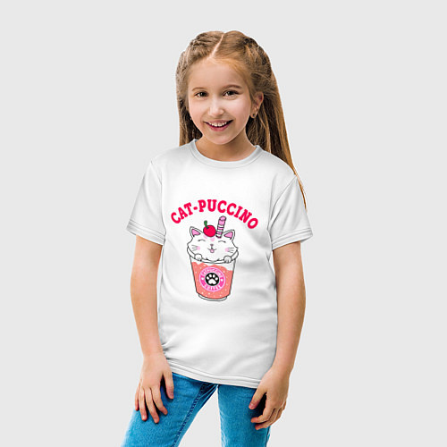 Детская футболка Pink CatPuccino / Белый – фото 4