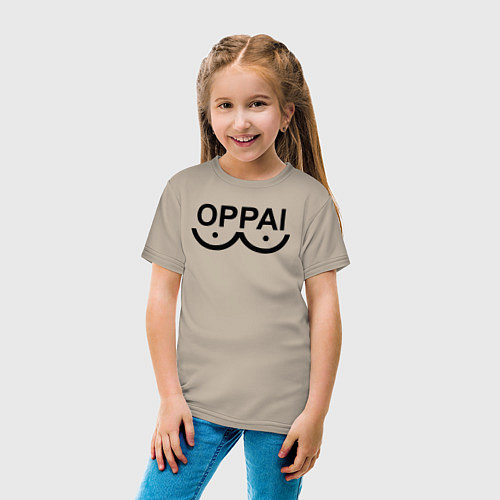 Детская футболка OPPAI как у Сайтамы One Punch-Man / Миндальный – фото 4