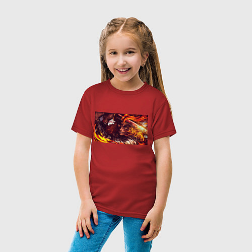 Детская футболка Взгляд Ренгоку Клинок рассекающий демонов / Красный – фото 4