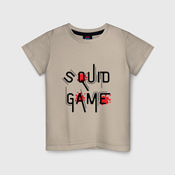 Футболка хлопковая детская Blood Squid Game, цвет: миндальный
