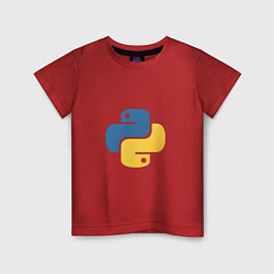 Футболка хлопковая детская Python язык, цвет: красный