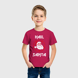 Футболка хлопковая детская Hail Santa, цвет: маджента — фото 2