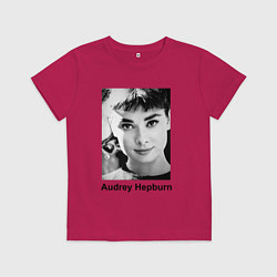 Футболка хлопковая детская Одри Хепбёрн 88, цвет: маджента