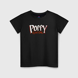 Футболка хлопковая детская Poppy Playtime Logo, цвет: черный