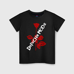 Футболка хлопковая детская Depeche Mode красная роза, цвет: черный