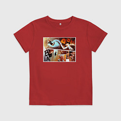 Футболка хлопковая детская Хината влзлетает отрывок манги волейбол, цвет: красный