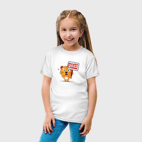 Детская футболка Тигр с табличкой Год тигра 2022 / Белый – фото 4