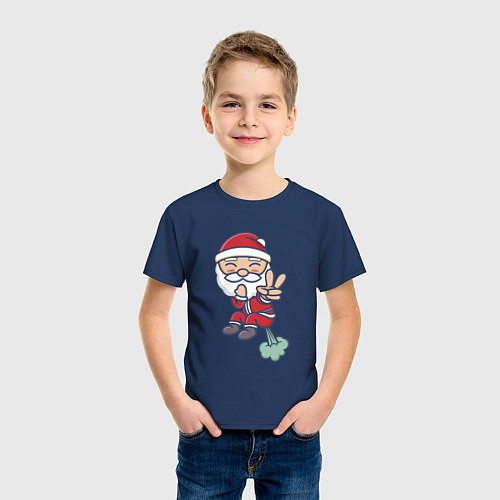 Детская футболка Плохой Санта испортил воздух / Тёмно-синий – фото 3