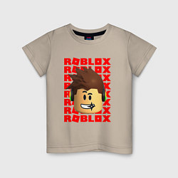 Футболка хлопковая детская ROBLOX RED LOGO LEGO FACE, цвет: миндальный