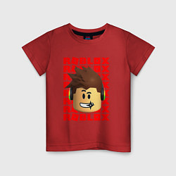 Футболка хлопковая детская ROBLOX RED LOGO LEGO FACE, цвет: красный