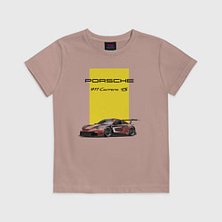 Футболка хлопковая детская Porsche Carrera 4S Motorsport, цвет: пыльно-розовый