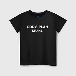 Футболка хлопковая детская Gods Plane, Drake, цвет: черный