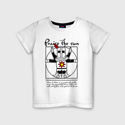 Футболка хлопковая детская Dark Souls - Praise the Sun!, цвет: белый