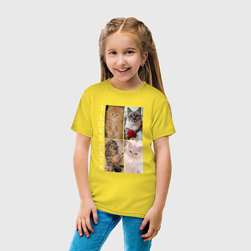 Детская футболка I LOVE CATS Я ЛЮБЛЮ КОШЕК / Желтый – фото 4