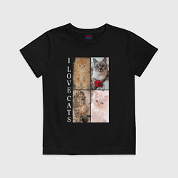 Детская футболка I LOVE CATS Я ЛЮБЛЮ КОШЕК