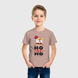Футболка хлопковая детская Corgi Ho ho Ho, цвет: пыльно-розовый — фото 2