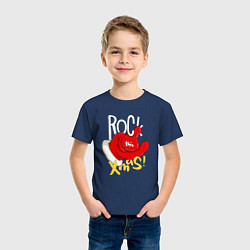 Футболка хлопковая детская Red mittens Rock this xmas, цвет: тёмно-синий — фото 2