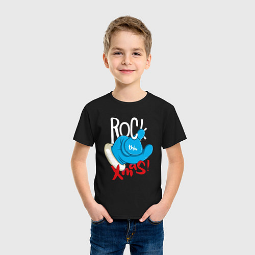 Детская футболка Blue mittens Rock this xmas / Черный – фото 3