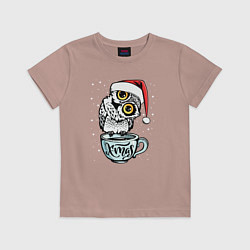 Футболка хлопковая детская X-mas Owl, цвет: пыльно-розовый