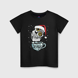 Футболка хлопковая детская X-mas Owl, цвет: черный