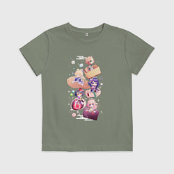Футболка хлопковая детская Чиби Инадзума, цвет: авокадо