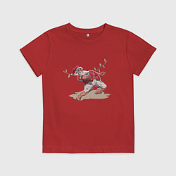 Футболка хлопковая детская Гавайский Санта Клаус танцует Лимбо, цвет: красный