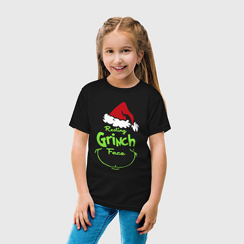 Детская футболка Resting Grinch Face / Черный – фото 4