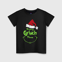 Футболка хлопковая детская Resting Grinch Face, цвет: черный