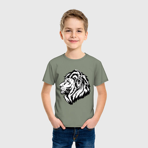 Детская футболка Лев в наушниках / Авокадо – фото 3