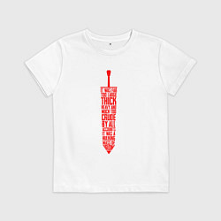 Детская футболка БЕРСЕРК КРАСНЫЙ МЕЧ С НАДПИСЬЮ BERSERK SWORD