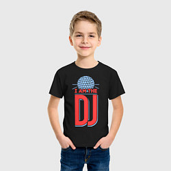 Футболка хлопковая детская I am the DJ, цвет: черный — фото 2