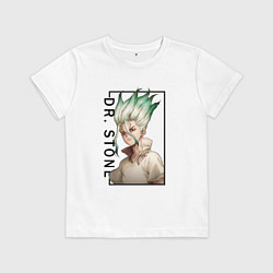 Футболка хлопковая детская Доктор Стоун Сенку Ишигами, цвет: белый