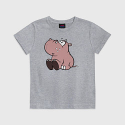 Футболка хлопковая детская Бегемотик детский коричневый, цвет: меланж