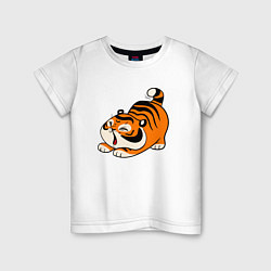 Футболка хлопковая детская Милый тигренок cute tiger, цвет: белый